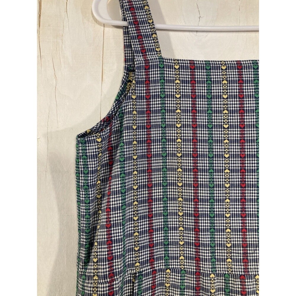 Vintage‎ Style Cottagecore Academia Jumper Dress With Gingham Check Heart Print - Picture 2 of 8
